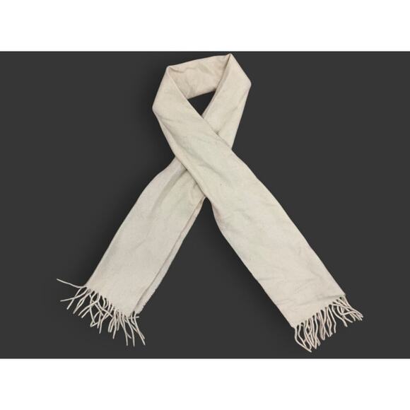 Vintage 100% Cashmere Scarf by Perry Ellis in White Luxury Made in Germany - Picture 5 of 5